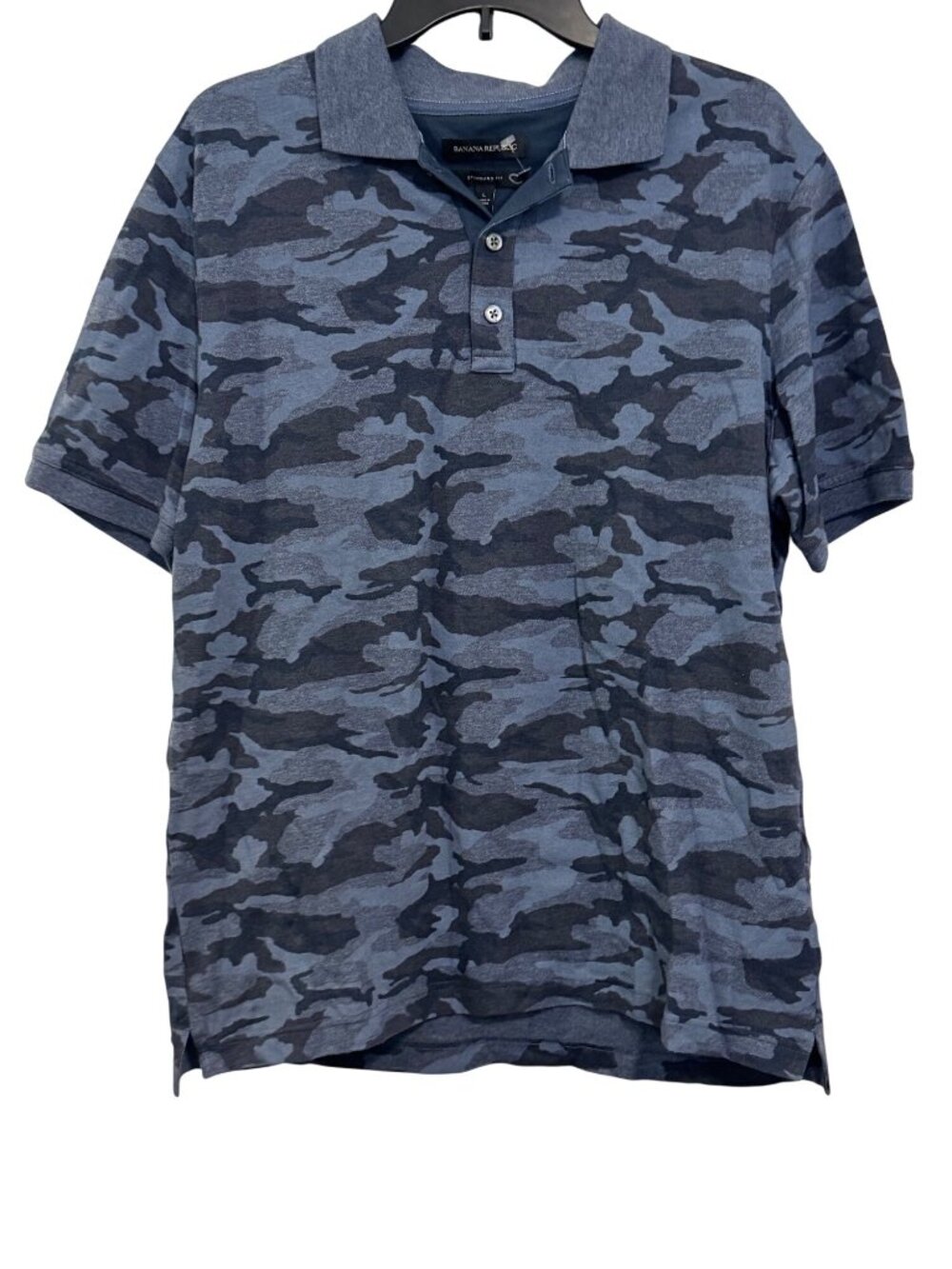 Banana Republic Mens Blue Camouflage Polo Shirt Standard Fit Size L